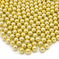 Guld metallicpärlor (choklad), 1,2 cm (HS)